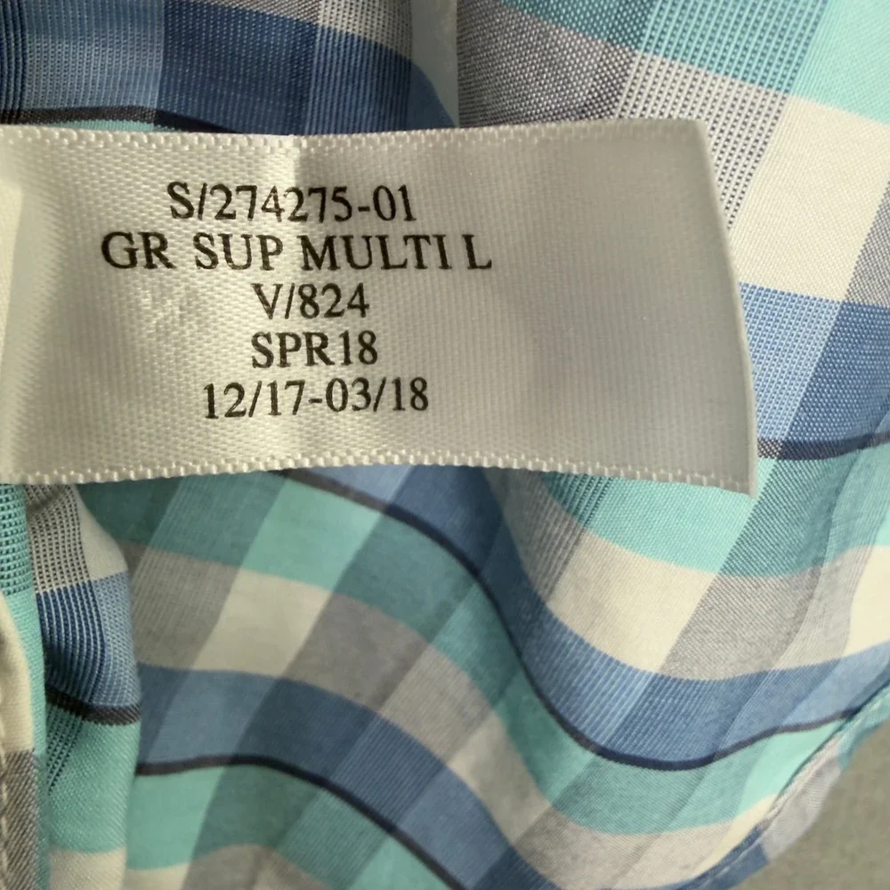 Banana Republic Grant Fit Blue Plaid Supima Cotton Shirt 274275-01 Mens M